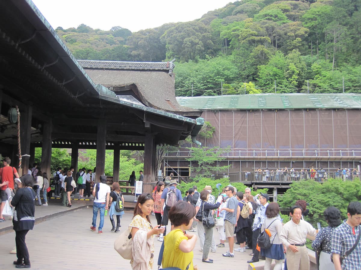 Kiyomizu-dera wooden platform with autumn maples